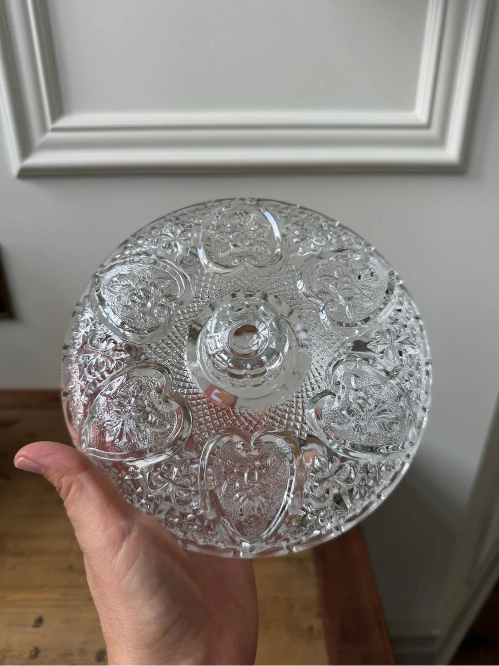 Clear Pressed Glass Covered Serving Bowl - Decorative Home Dining Dish